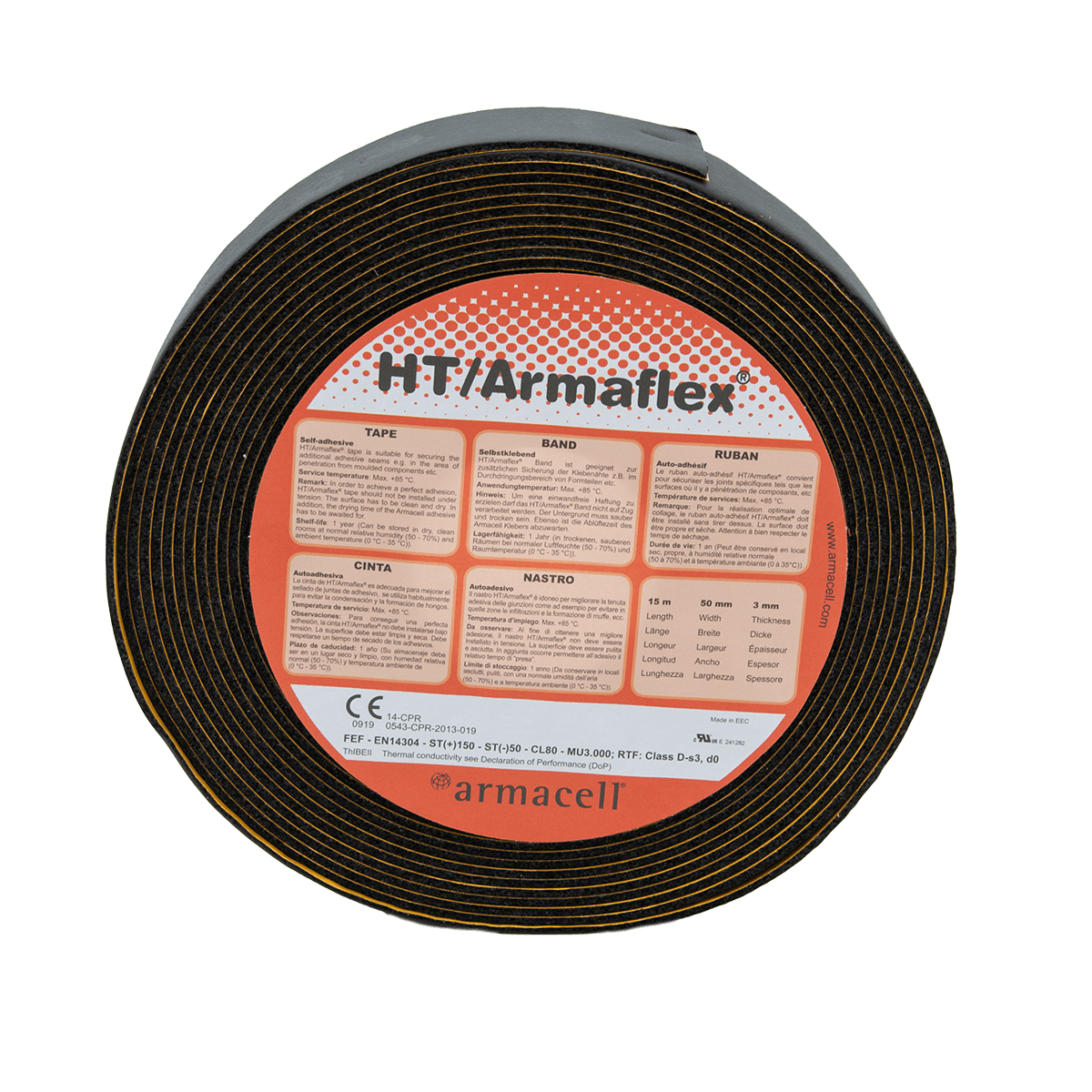 Armaflex HT Kautschuk-Klebeband 15m – Hochtemperatur-Isolierung für Rohre und Anschlüsse - Rohrisolierdiscounter