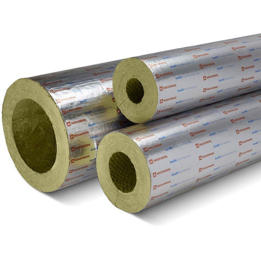 Rockwool Conlit PS EIS 90 - Brandschutz-Rohrisolierung, 80 mm, Aluminium kaschiert, geschlitzt, DN 80-300, nichtbrennbar, wärme- und schalldämmend - Rohrisolierdiscounter