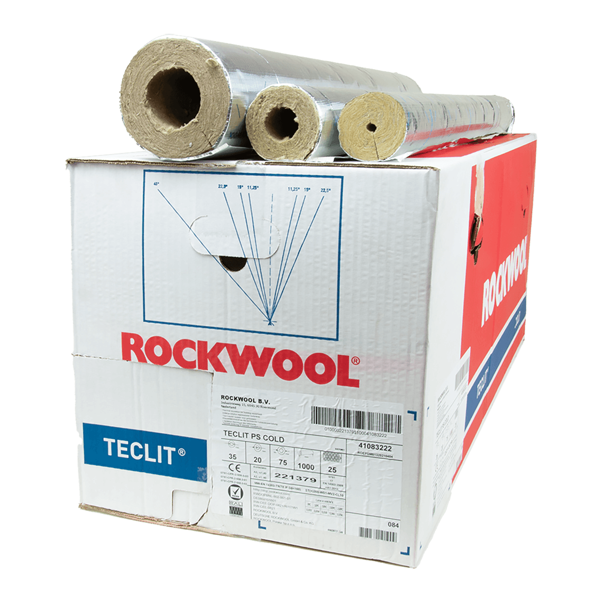 ROCKWOOL Teclit PS Cold Schale 1m – Selbstklebende, Nicht-Brennbare Kälteleitungsdämmung mit Aluminium-Dampfsperre - Rohrisolierdiscounter