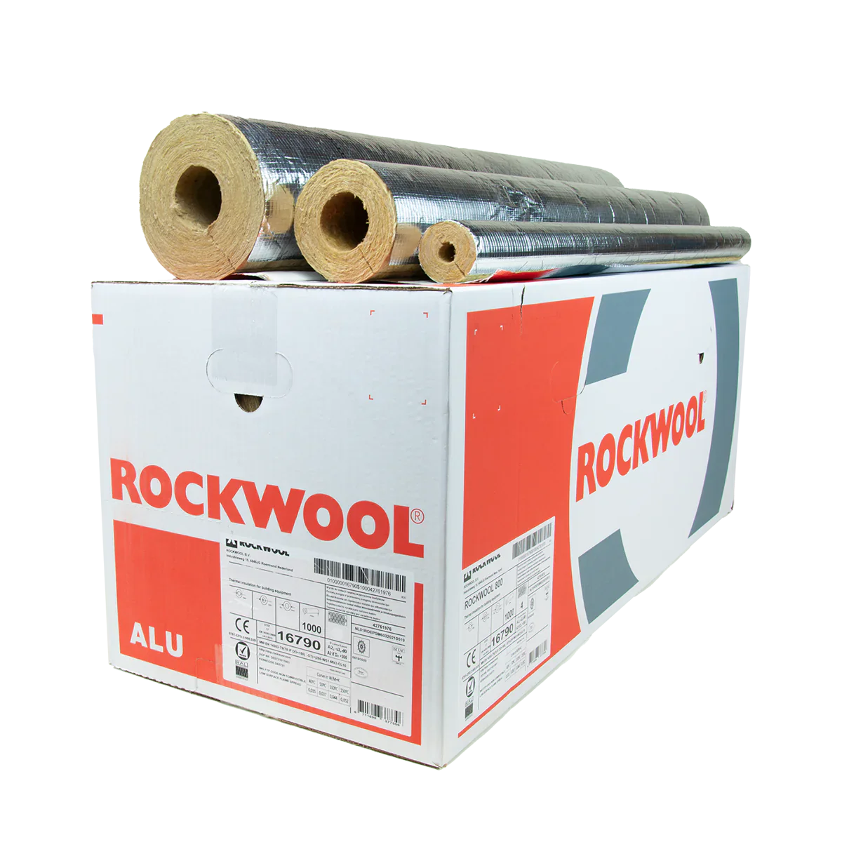 Rockwool 800 (RS800) Rohrisolierung Alukaschierte Rohrschale – Selbstklebend 1m